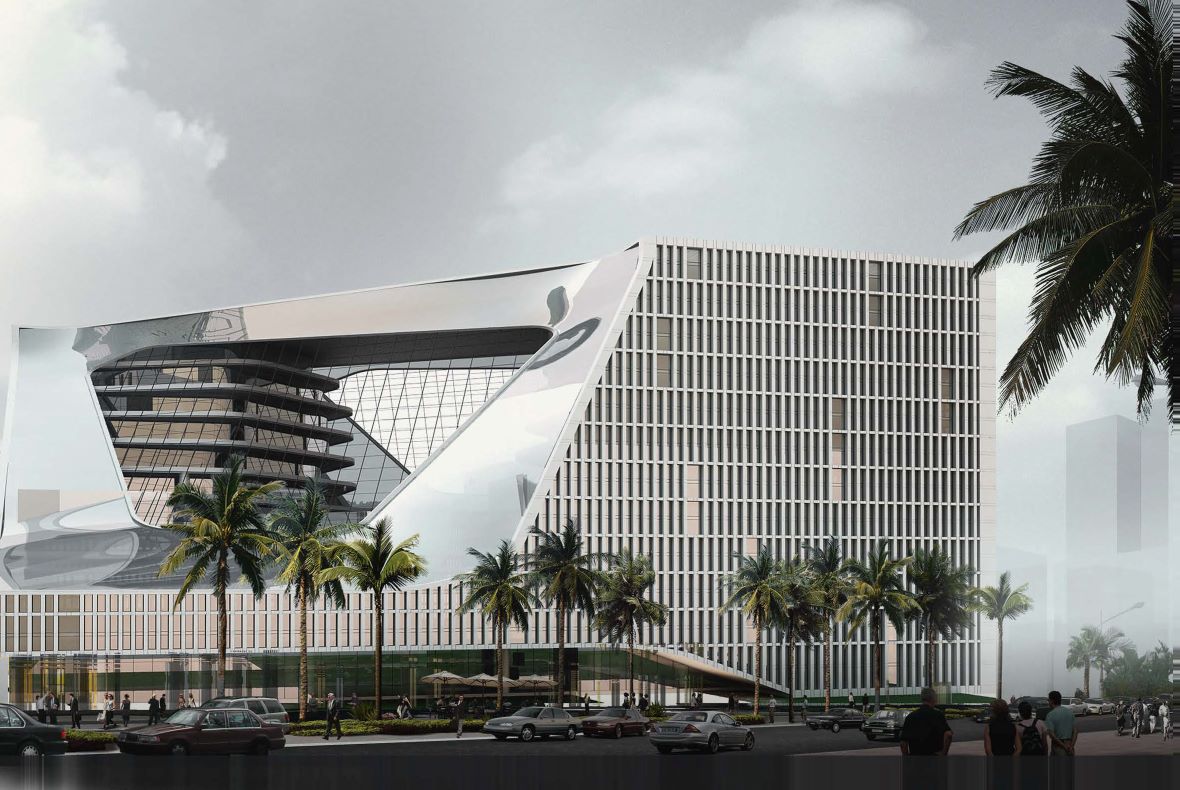 Atrium center architecture project in Abidjan, Ivory Coast
